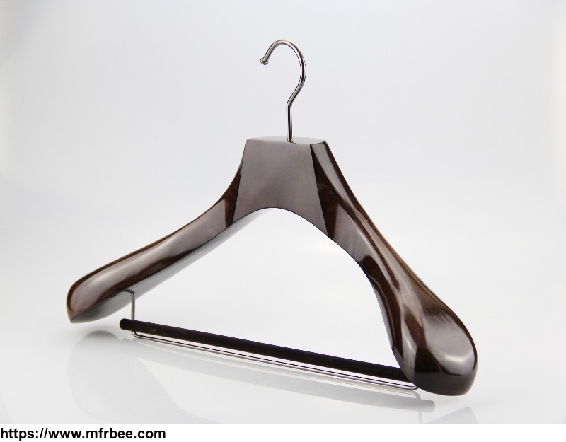 shiny_brown_wooden_suit_hanger_with_locking_bar