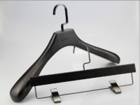 more images of black wood top coat hanger and bottom hanger with clips