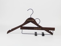 antique brown save space wood flat clothes hanger