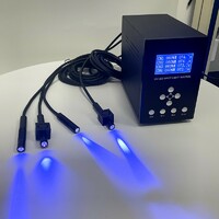 Custom specific highly efficient cool cure 365 LED UV spot curing device with 4 irradiation heads