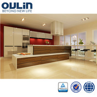 Oulin high end European style wood veneer kitchen cabinet for sale