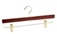 Wooden trouser/pant hanger with metal clips