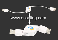 Retractable usb data cable with strain relief