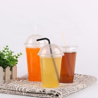 more images of Custom logo PET plastic drinking cups with straw cold drink cups