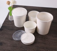 Custom printed disposable take away hot soup bowls, kraft paper soup cup with paper Lid