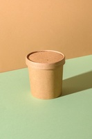 Custom logo printed PLA line biodegradable brown kraft paper salad bowl cup with paper lid