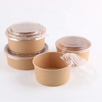 Factory custom Take Away Salad Bowl Eco-friendly Disposable Kraft Paper Bowl with Lid