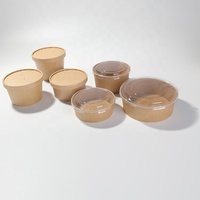 wholesale logo printed kraft paper bowl with lid environmental material disposable brown kraft paper salad bowl