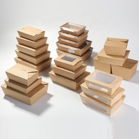 Disposable Meal Containers Kraft Paper Food Packaging Box Delivery Take Away Fried Fast Food Boxes