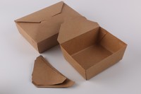 Customized Disposable eco-friendly kraft paper medium large size hamburger box food packaging box