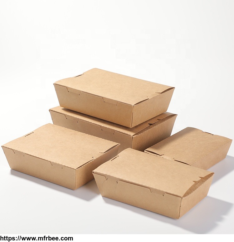 Fast Food Biodegradable Container Recycle Box Original Color Kraft Paper Container Food Take Away Kraft Package Boxes
