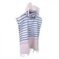 more images of Pink And Denim Blue Kids Hooded Turkish Towel | Loopys Towels