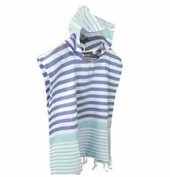 more images of Mint And Denim Blue Kids Hooded Turkish Towel