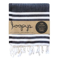 more images of Black & White Double Stripe Turkish Towel | Classic Style Towels