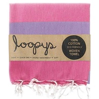 Buy Bubble Gum Pink / Lilac Candy Stripe Turkish Towel Online | Loopys