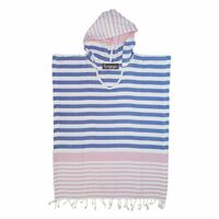 Buy Turkish Towel Ponchos For Kids At Loopys – Pink And Denim Blue