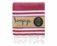 Super Light Soft Scarlet Red & White Double Stripe Turkish Towel | Loopys