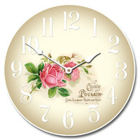 Pink Rose Floral Clock