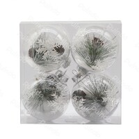 Plastic Christmas Ball Gift Box include Clear Christmas ball contains pine leaves white snowflake Christmas decorations