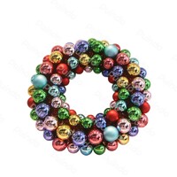Puindo High quality Customized Colorful Shiny Christmas Ball Wreath for Home Holiday Party Xmas Hanging Decorations