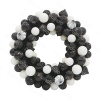 Puindo Wholesale Customized Black and White Christmas Ball Wreath Festival ornament for Halloween Party Hanging Decorations