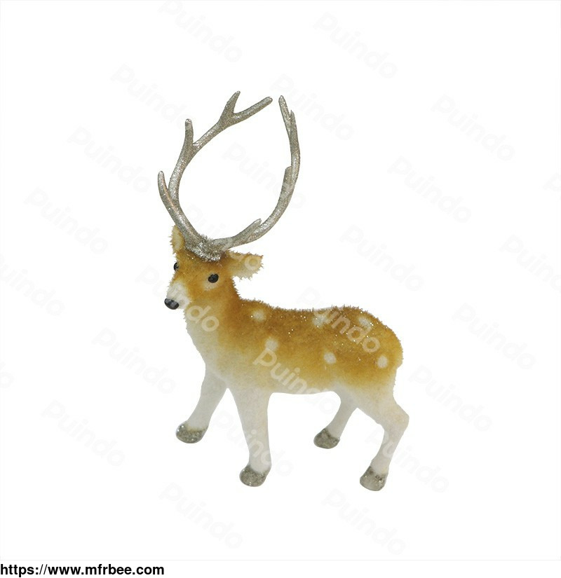 puindo_customized_christmas_decoration_flocking_standing_reindeer_figurine_for_holiday_xmas_ornament