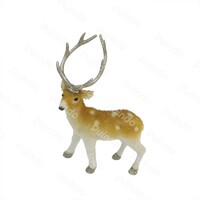 Puindo Customized Christmas Decoration Flocking Standing Reindeer Figurine for Holiday Xmas Ornament