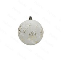 Puindo Customized Christmas Hanging Ball White Plastic Holiday Ornament Xmas Tree Decor Ball with Snowflake