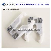 White ISO30 Tool Holder Forks ATC Tool Grippers for CNC Router Machine
