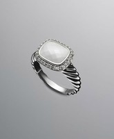 David Yurman 10x8mm White Agate Noblesse Ring