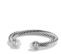 David Yurman Jewelry 7mm Cable Classics Bracelet with Pearls and Diamonds