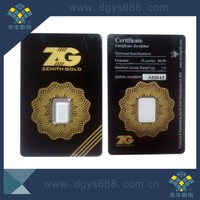 Tamper proof gold coin plastic packing card