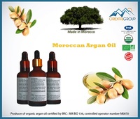 100% Bio certified Organic Argan oil in glass bottle with dropper