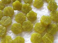 Natural Gemstone Olivine Flat Flower Beads with drill hole