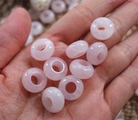 Natural Pink Rose Quartz Gemstone Round Bead Loose Spacer Beads with big hole