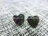 more images of Dichroic Glass Handmade Stud Earrings Heart shaped