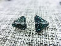 more images of Dichroic Glass Handmade Stud Earrings Triangle shaped
