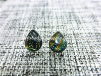 more images of Dichroic Glass Handmade Stud Earrings Drop shaped