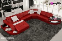 more images of U shaped large sectional leather sofa with chaise