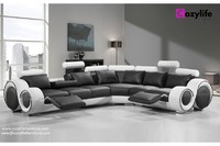 Modern large L shaped corner reclining sofa