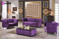 more images of UK hot sale blue velvet chesterfield sofa