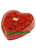 heart tin box, chocolate tin box, holiday tin box, tin box with blister