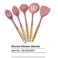 Silicone Utensils With Wooden Handle