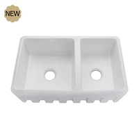 more images of Double Bowl Farmhouse Ceramic Kitchen Sink