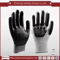 SeeWay B509 HHPE Cut resistant TPR back impact work gloves with Nitrile coated