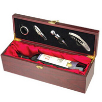 Rosewooden wine box with 4 pieces  corkscrew tools