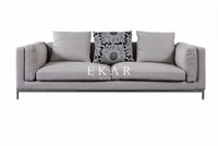 more images of New Modern Design Grey Linen Fabric Soft Feather Furniture Living Room Sofa Set