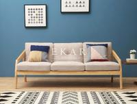 Ekar Furniture New Modern Design Leather Back Oak Ash Solid Wood Latest Design Sofa Set
