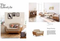 Simple Designs Sectional Linen Ash Wood Sofa Living Room Furniture