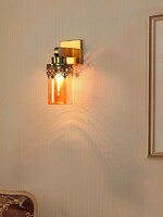 Antique Cylindrical Embellished Glass Wall Sconce